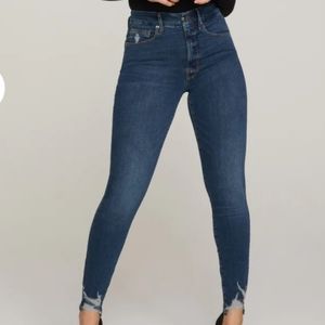 Good American Size 12/31 Good Waist Distressed Skinny High Rise Jeans